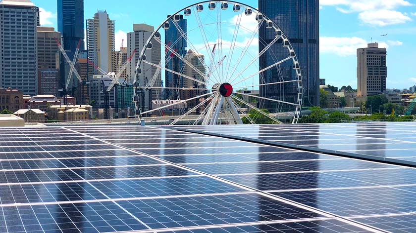 Photo of the new solar panels on the roof of Convention Centre