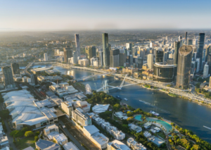 Aerial image of Brisbane City and South Bank