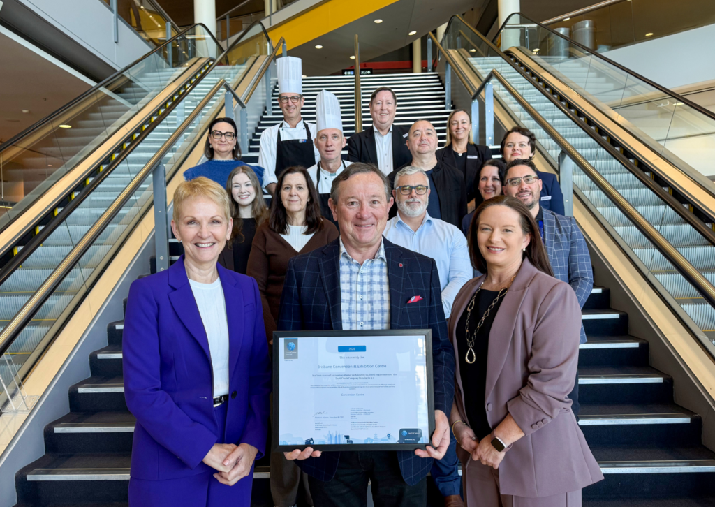 Stuart Moore, CEO and Founder of EarthCheck presents Master Certification to the BCEC team