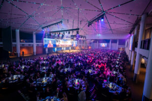 Hundreds gather for a banquet at the Plaza Ballroom.