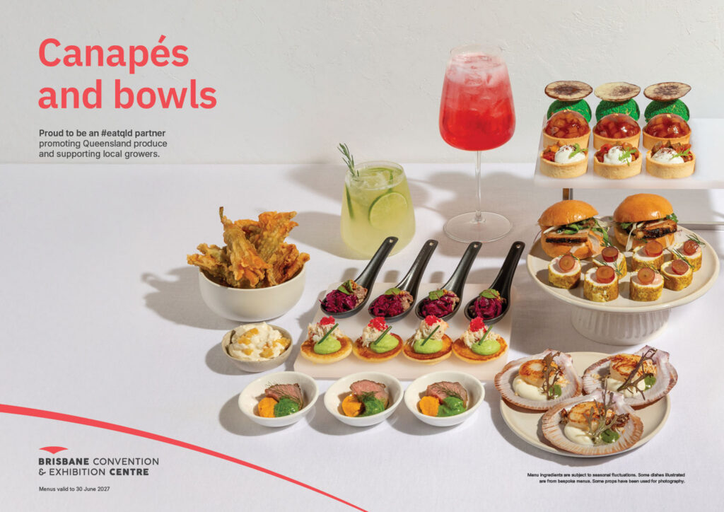 Artfully presented canapes served at the Brisbane Convention & Exhibition Centre