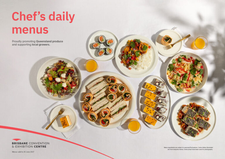 Chef's daily menus from Brisbane Convention & Exhibition Centre featuring a variety of delicious dishes.