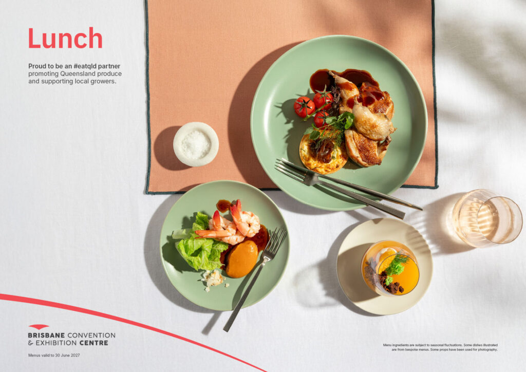 Lunch menu at Brisbane Convention & Exhibition Centre features delicious dishes with local produce.