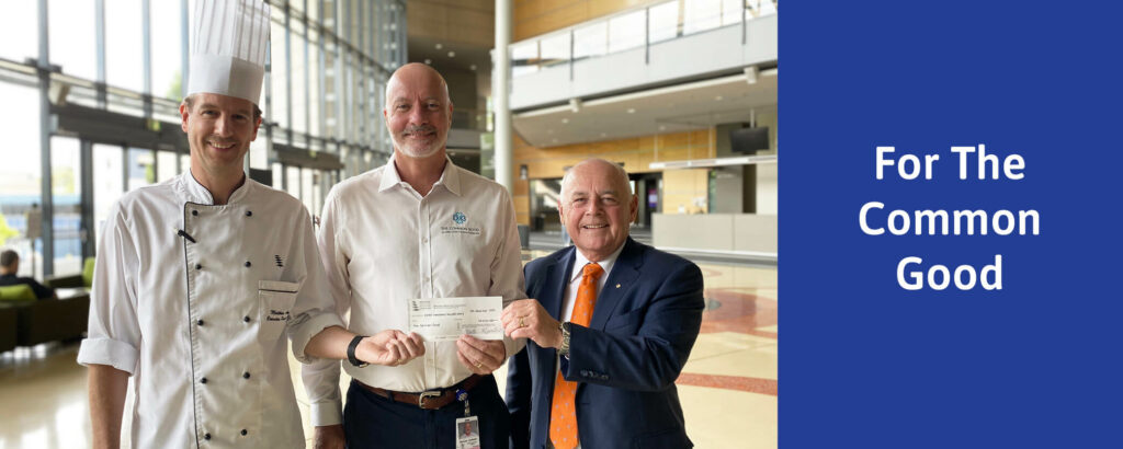 CEO of the Prince Charles Hospital Foundation, Michael Hornby, pictured with BCEC General Manager Bob O’Keeffe and the Centre’s Executive Pastry Chef, Matthew Arnold